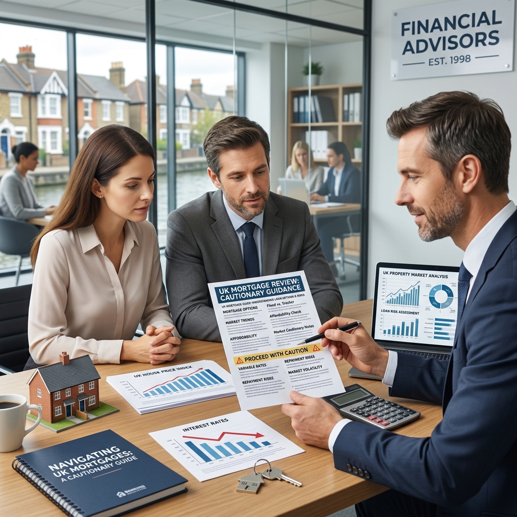 A financial advisor discussing mortgage options with a young couple