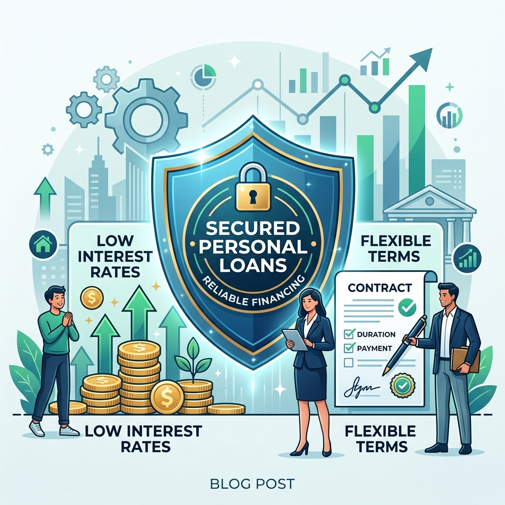 Diagram illustrating the relationship between a borrower, pledged collateral, and the lending institution for a secured personal loan